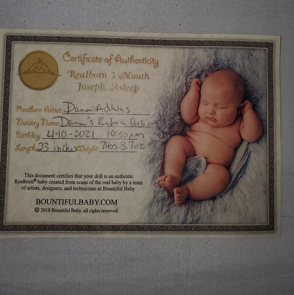 Reborn Doll Joseph asleep